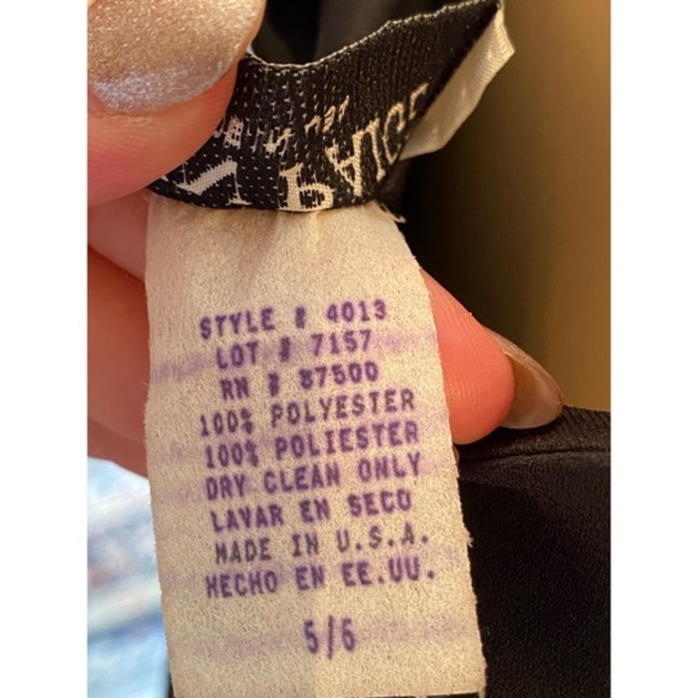 Alyn Paige Vintage Black Chiffon Maxi Dress‎ V-Back Ruffle Hem Size 5/6 - Picture 12 of 12